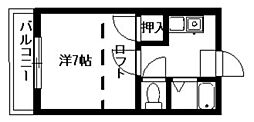 パティオ三野 1Kの間取図画像