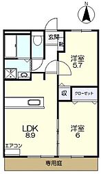 コーラル・ミナン 2LDKの間取図画像