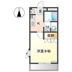 パッシオデウス 1Kの間取図画像