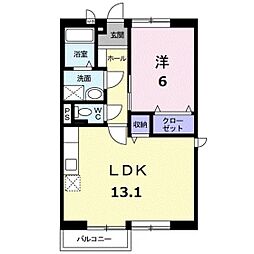 光南台ピュアステージ 1DKの間取図画像