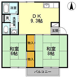 ニューエレガンス 2DKの間取図画像