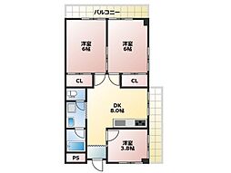 パークヒルズ豊成 3DKの間取図画像