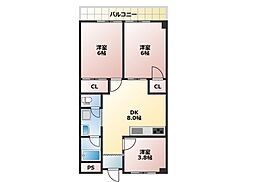パークヒルズ豊成 3DKの間取図画像