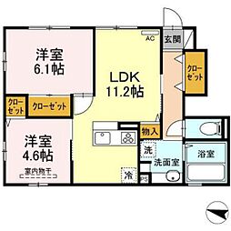 セジュールウィット和 2LDKの間取図画像