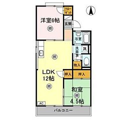 コーポラス芳泉E 2LDKの間取図画像