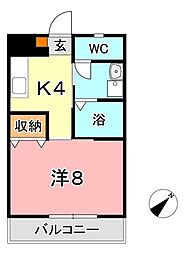 ビュー倉敷 1Kの間取図画像