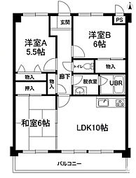 フローラ・アイン 3LDKの間取図画像