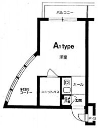 アルファ清心町1 1Kの間取図画像
