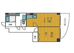 上杉第7ビル西古松 1LDKの間取図画像