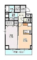 岡山県岡山市北区東古松1丁目（賃貸マンション1LDK・6階・41.83㎡） その2