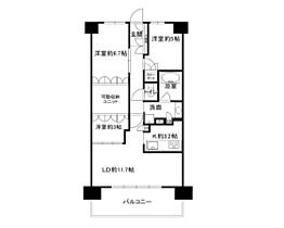 岡山県岡山市北区錦町（賃貸マンション3LDK・13階・70.56㎡） その2