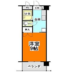 アークハイツ富田町 1Kの間取図画像