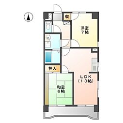 グランデュール今 2LDKの間取図画像