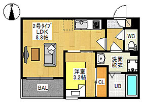 岡山県岡山市北区西崎1丁目（賃貸アパート1LDK・2階・30.48㎡） その2