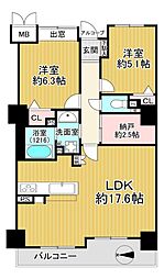 ファミールKOUZTOWER 2LDKの間取図画像