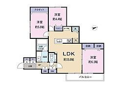 秀和御殿山レジデンス 3LDKの間取図画像
