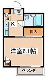 ブルガードしらとり 1Kの間取図画像