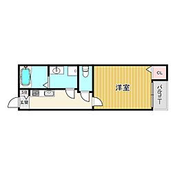 キャッスルコート須磨海浜公園 2階1Kの間取り