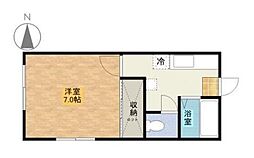 セゾン水の森 1Kの間取図画像