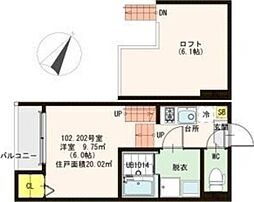 ノースフラワー台原 1Kの間取図画像