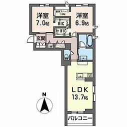 Marcia台原 2LDKの間取図画像