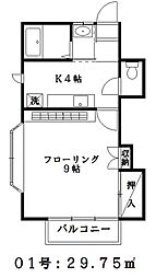 エクセル高松 1Kの間取図画像