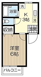 リバーサイドハイツ 1Kの間取図画像