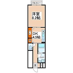 Earth北山 1DKの間取図画像