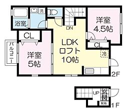 カーサフォレスタEast 2LDKの間取図画像
