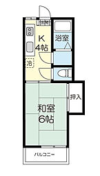 鬼川コーポ 1Kの間取図画像