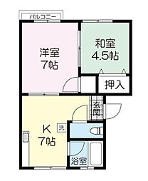 若生コーポ 2DKの間取図画像