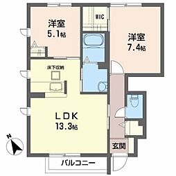 ピーチハウス 2LDKの間取図画像