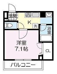 グランデール旭ヶ丘 1Kの間取図画像