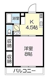 住真居麗ビッグフレンド 1DKの間取図画像