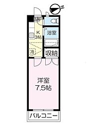 タプロコート貝ヶ森 2階1Kの間取り