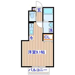 仮）根岸新築Ａ棟 1階ワンルームの間取り