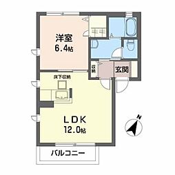 サングリーン鹿野3 1LDKの間取図画像