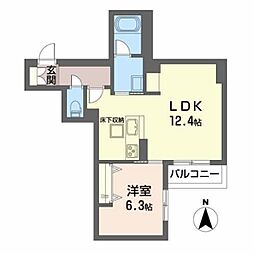 プレミアスながまち 1LDKの間取図画像