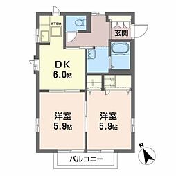 ウェーヴ 2DKの間取図画像