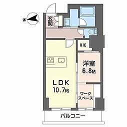 ナナアーク荒町 1LDKの間取図画像