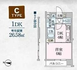 ディオコート長町 1DKの間取図画像