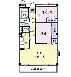 ウェストプレイス 2LDKの間取図画像