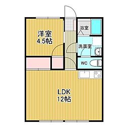 シティハイム中田 1LDKの間取図画像