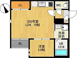 グランティック連坊南 1LDKの間取図画像