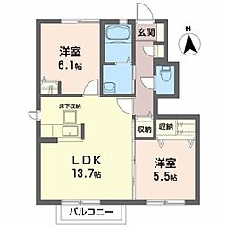 シャーメゾンイズミ 2LDKの間取図画像