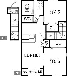 ジムカーナ 2LDKの間取図画像