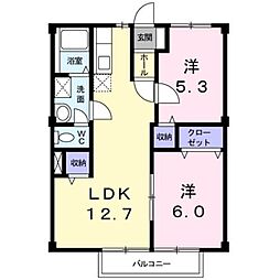 ニューシティノナカ2 2LDKの間取図画像
