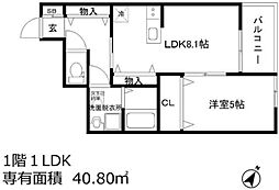 グリーンヒル大和 1LDKの間取図画像