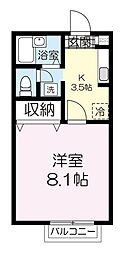サン・ファイン 1Kの間取図画像