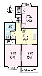 エスポワール1 3DKの間取図画像
